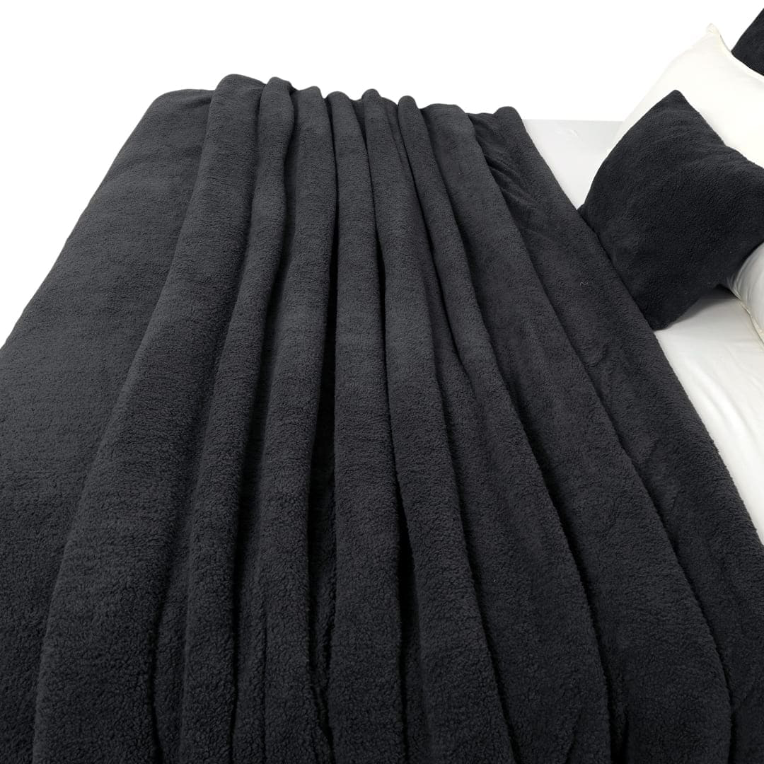 ZARF Faux Shearling Blanket For Single Size Bed - Midnight Sepia