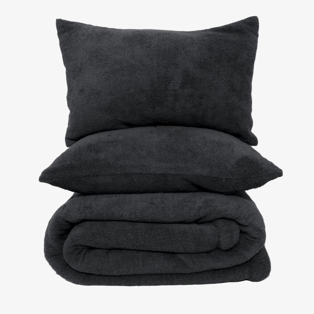 ZARF Faux Shearling Blanket For Single Size Bed - Midnight Sepia