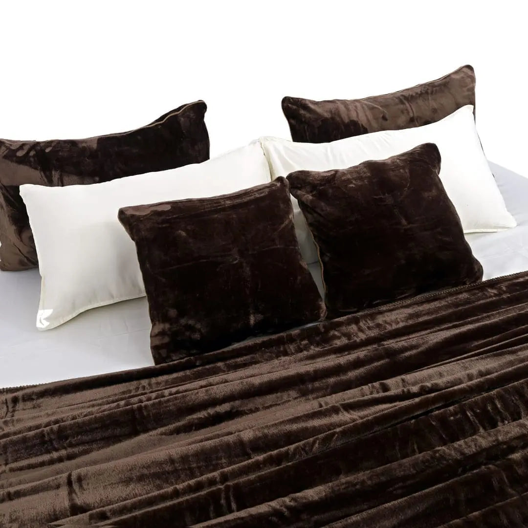 Zarf All-Season Premium AC Blanket With Two Pillow Covers & Two Cushion Covers - Mocha