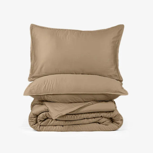 ZARF Egyptian Cotton Comforter For Single Size Bed With 2 Pillowcases & 2 Cushion Covers - Walnut