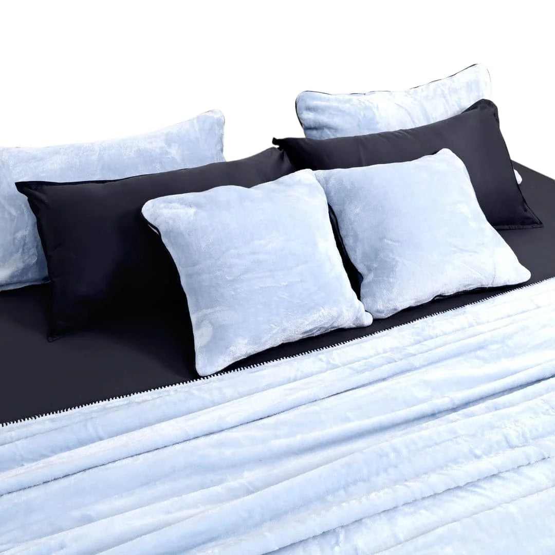 Zarf All-Season Premium AC Blanket With Two Pillow Covers & Two Cushion Covers - Powder Blue