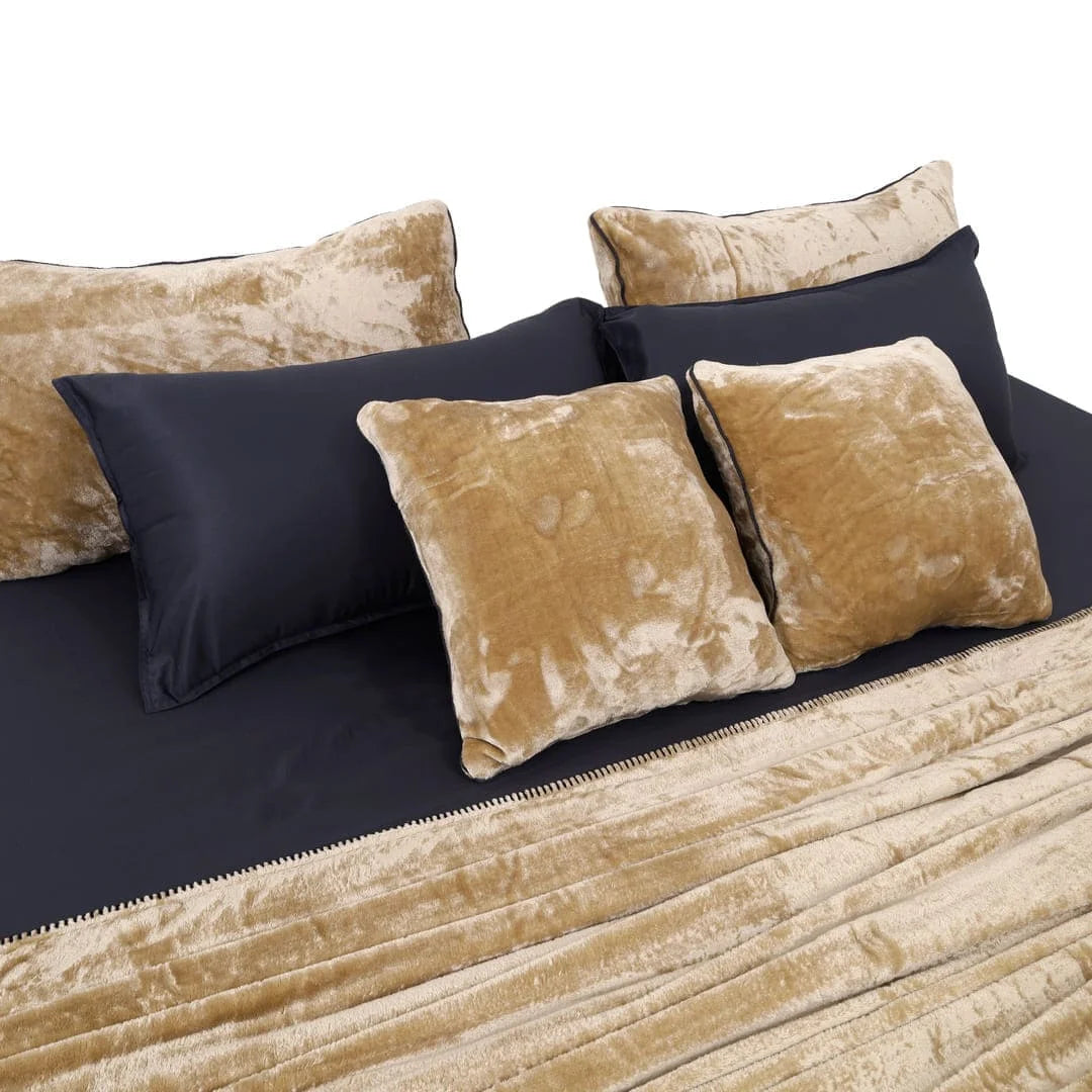Zarf All-Season Premium AC Blanket With Two Pillow Covers & Two Cushion Covers - Taupe