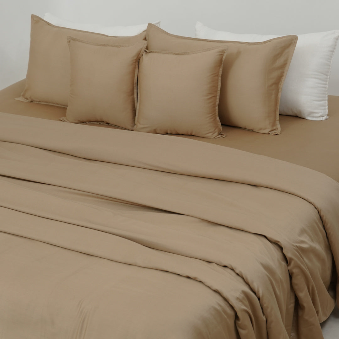 ZARF Egyptian Cotton Comforter With 2 Pillowcases & 2 Cushion Covers - Walnut