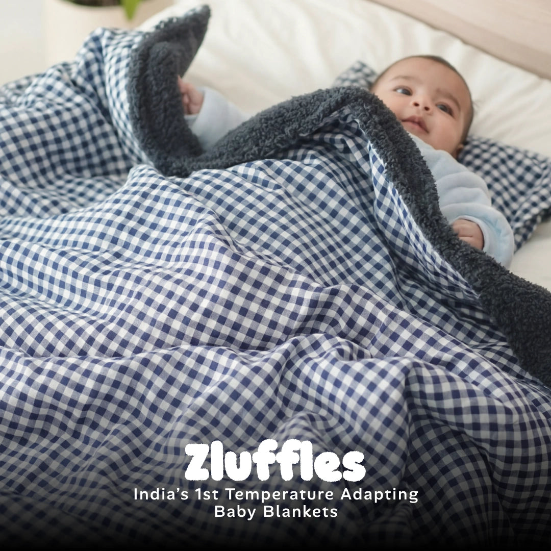 Reversible Baby Blanket With 1 Pillow & 1 Pillow Cover - Dreamy Bluebell