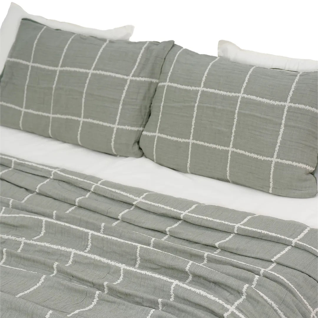 Zarf California King Size Plush Cotton AC Blanket With 2 Pillow Cases - Moonstone