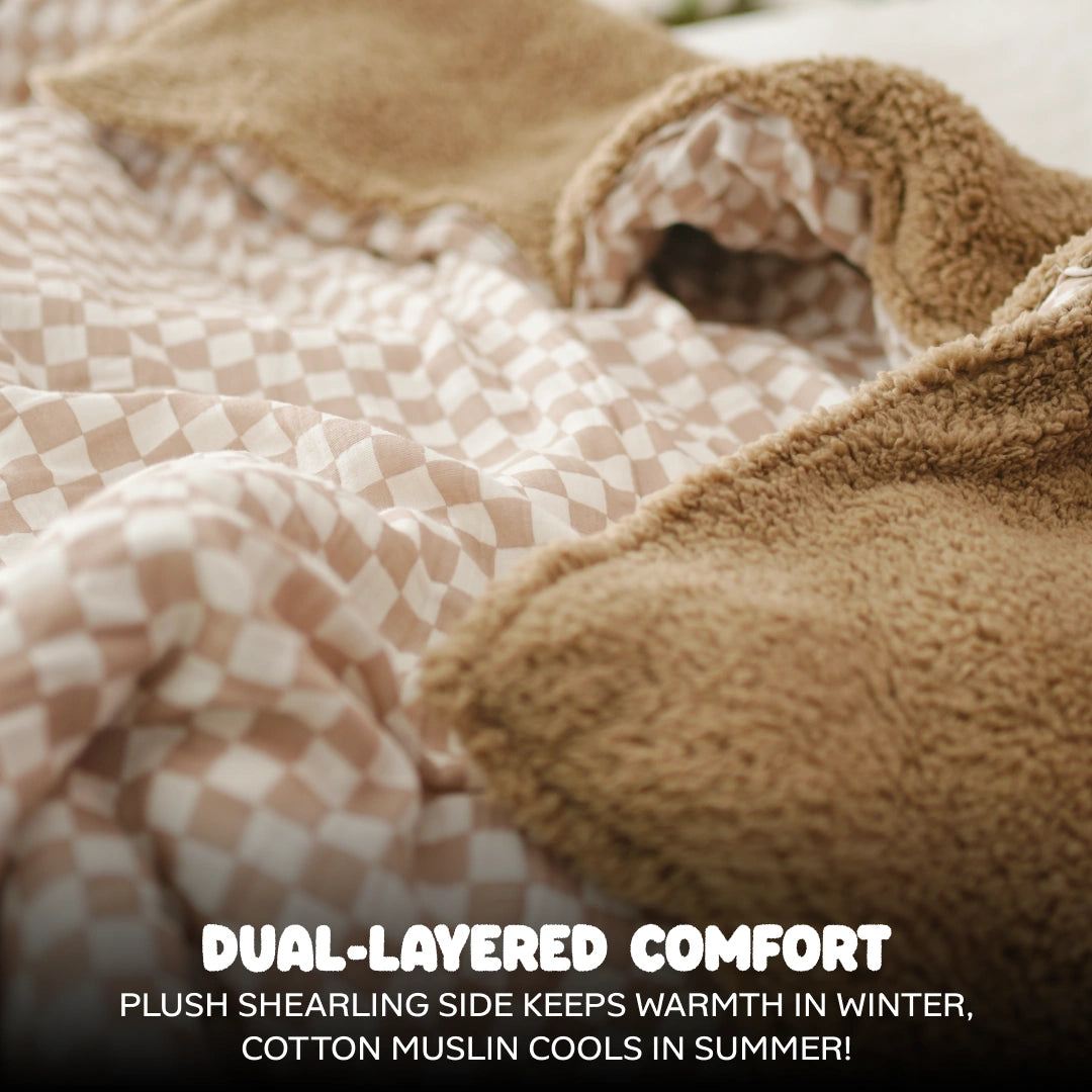 Reversible Baby Blanket With 1 Pillow & 1 Pillow Cover - Toasted Marshmallow