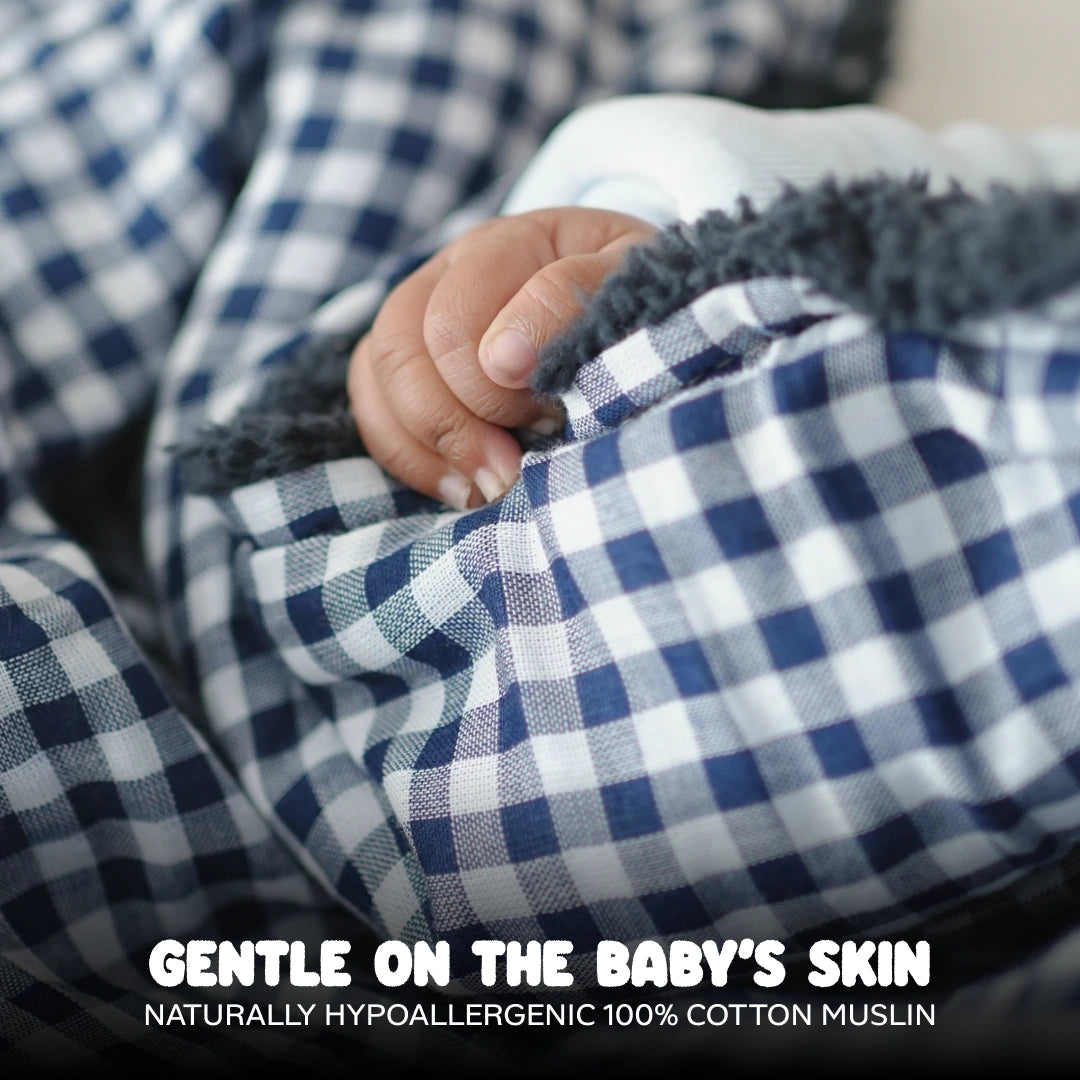 Reversible Baby Blanket With 1 Pillow & 1 Pillow Cover - Dreamy Bluebell