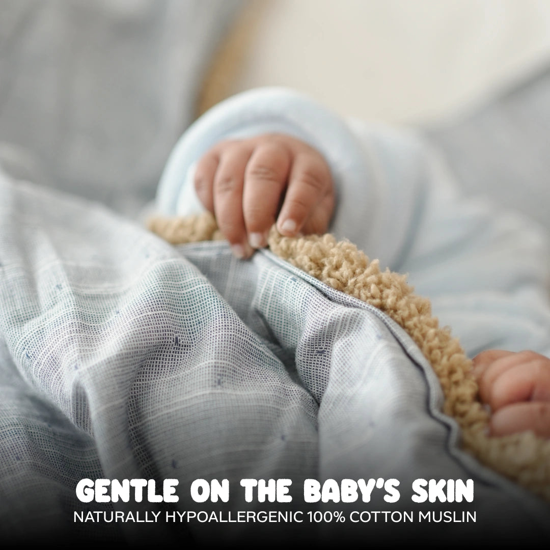 Reversible Baby Blanket With 1 Pillow & 1 Pillow Cover - Sky Daze