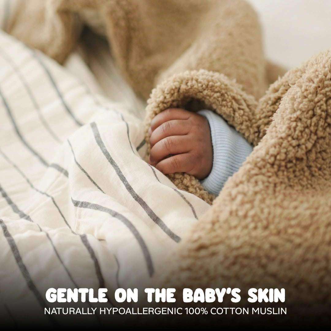 Reversible Baby Blanket With 1 Pillow & 1 Pillow Cover - Fluff Cloud