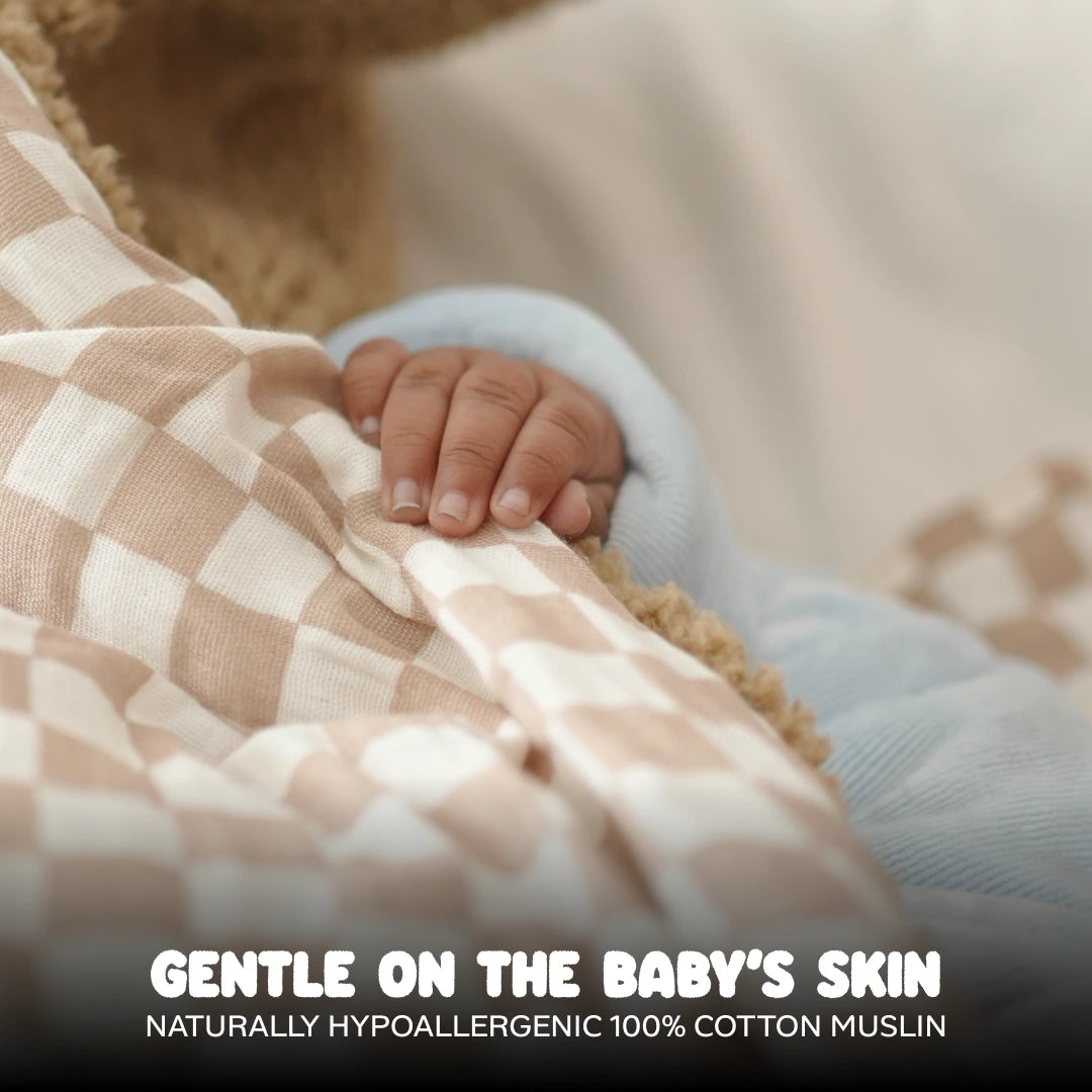 Reversible Baby Blanket With 1 Pillow & 1 Pillow Cover - Toasted Marshmallow