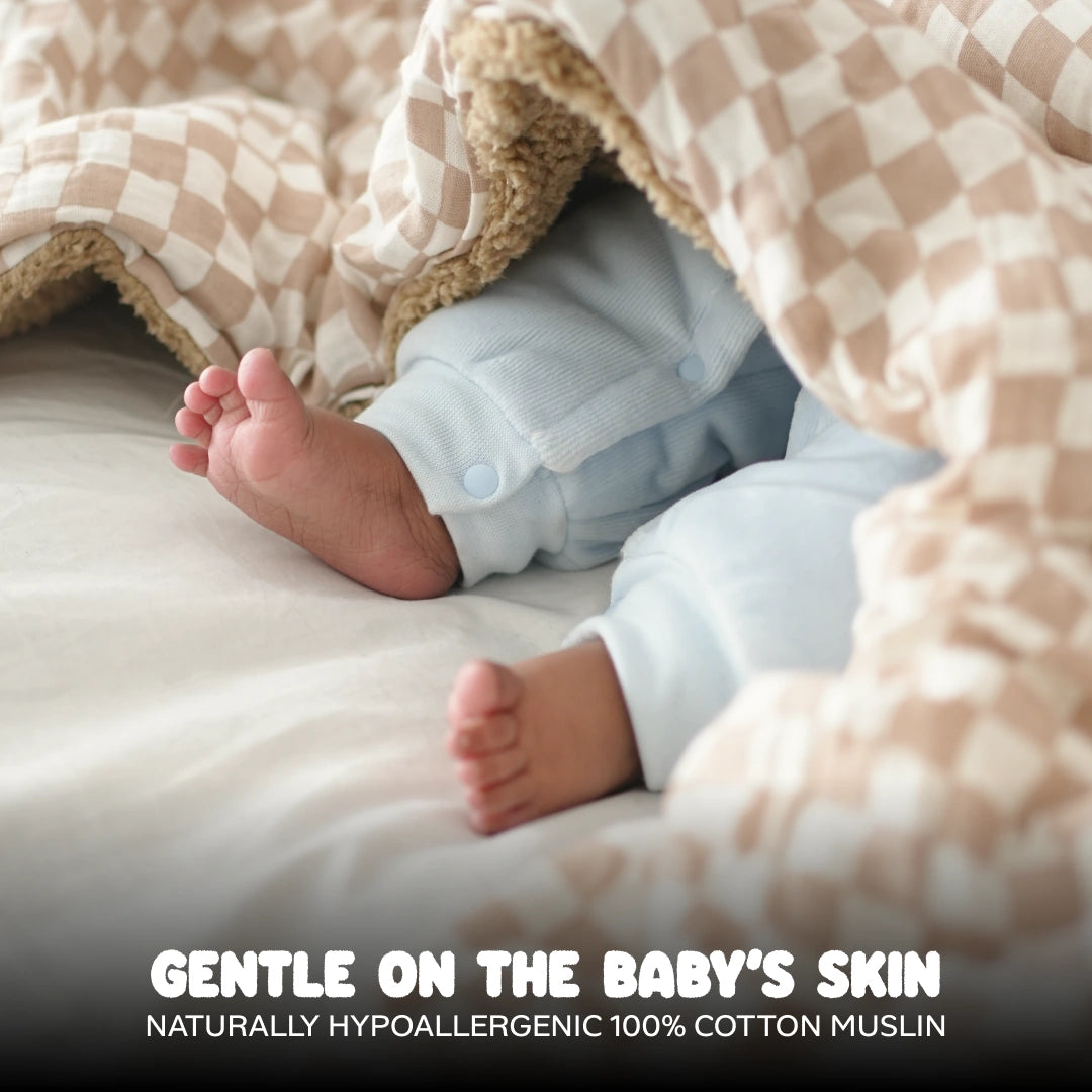 Reversible Baby Blanket With 1 Pillow & 1 Pillow Cover - Toasted Marshmallow