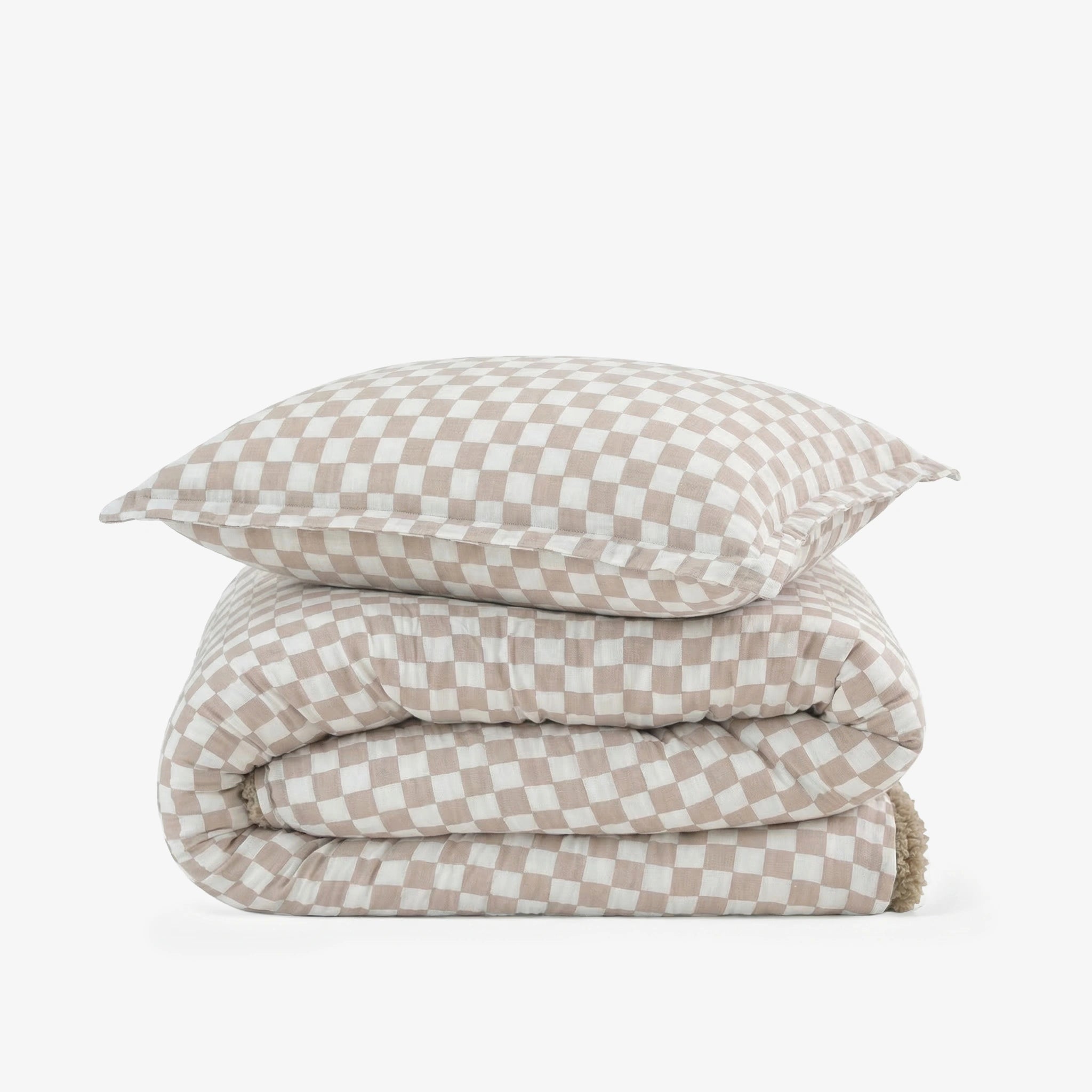 Reversible Winter Baby Blanket With 1 Pillow & 1 Pillow Cover - Toasted Marshmallow