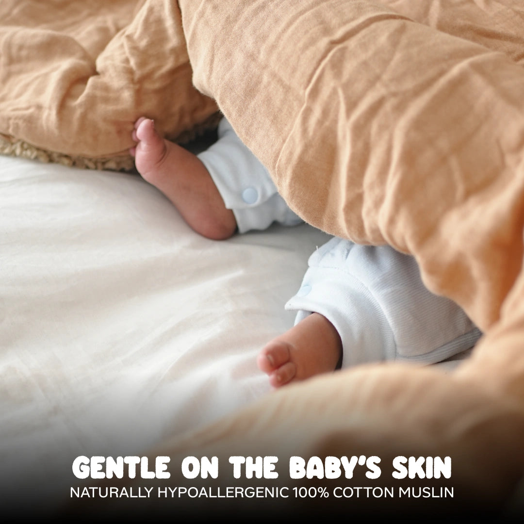 Reversible Baby Blanket With 1 Pillow & 1 Pillow Cover - Teddy Bear Tan