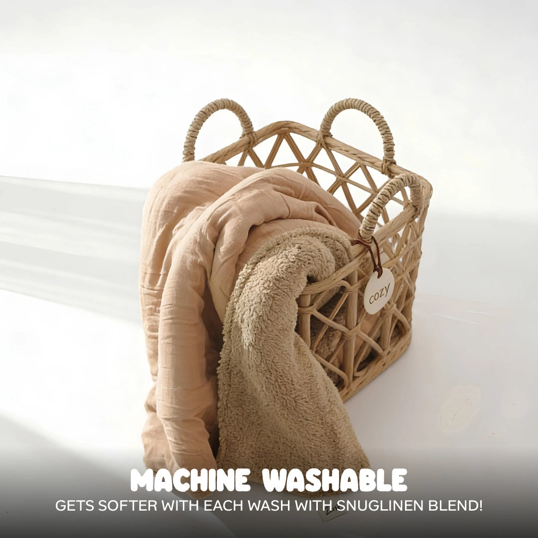 Reversible Baby Blanket With 1 Pillow & 1 Pillow Cover - Teddy Bear Tan