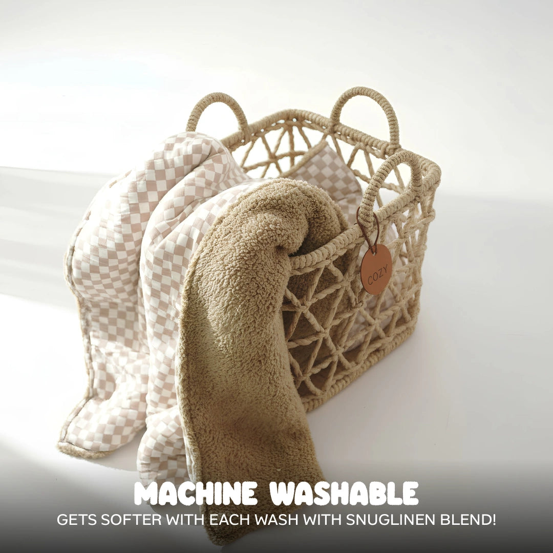 Reversible Baby Blanket With 1 Pillow & 1 Pillow Cover - Toasted Marshmallow