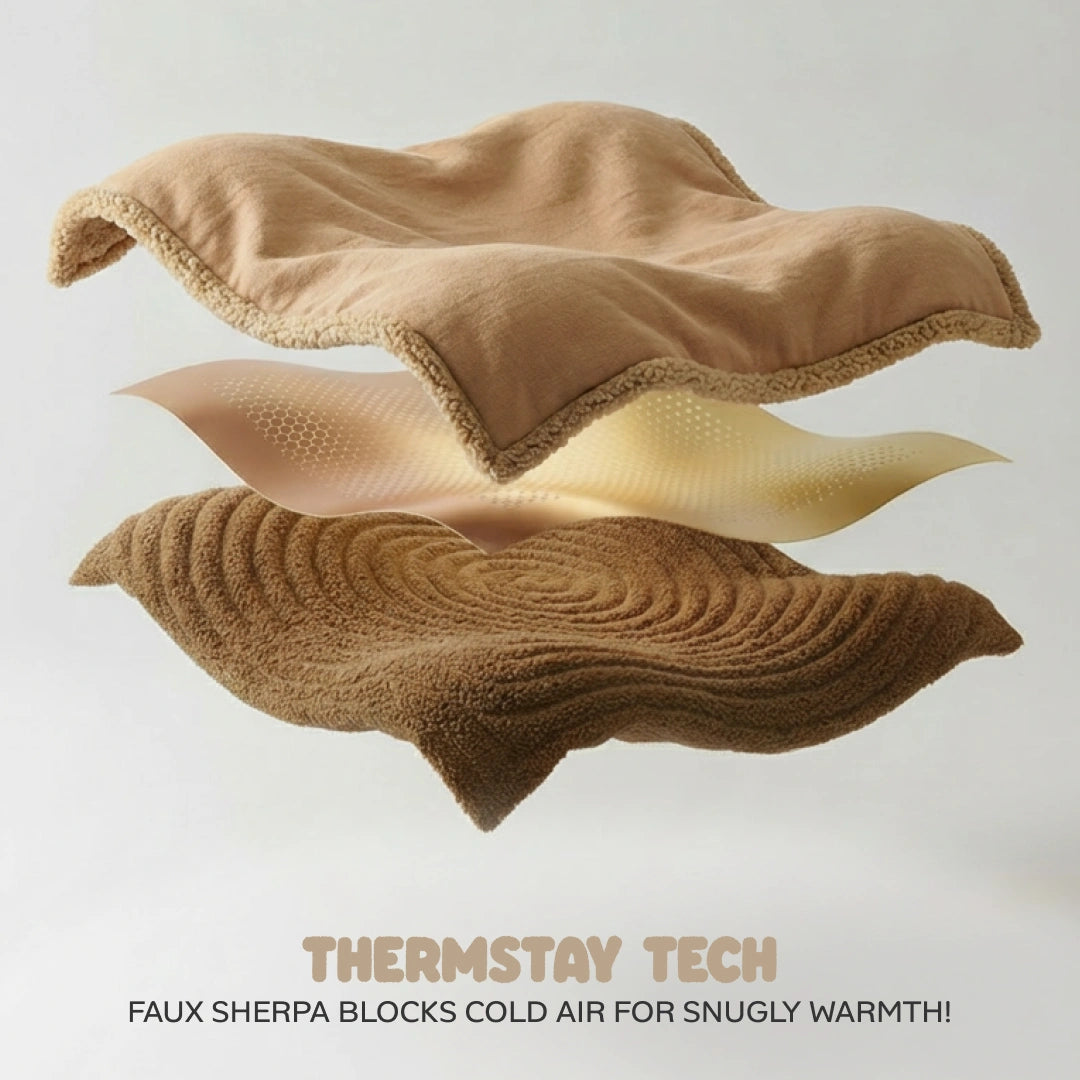 Reversible Baby Blanket With 1 Pillow & 1 Pillow Cover - Teddy Bear Tan