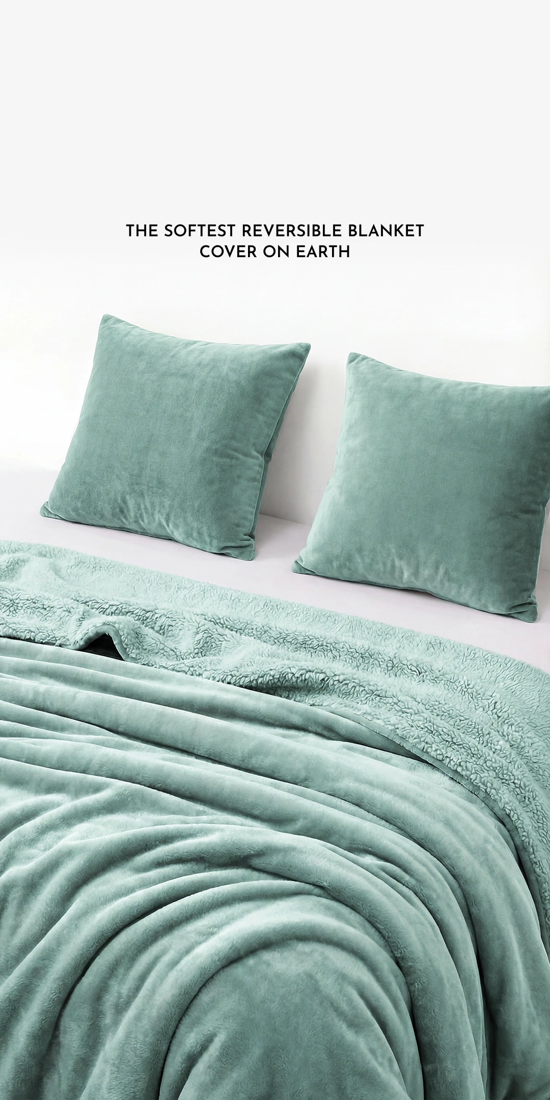 Zarf California King Size Reversible Blanket Cover With 2 Cushion Covers - Moss
