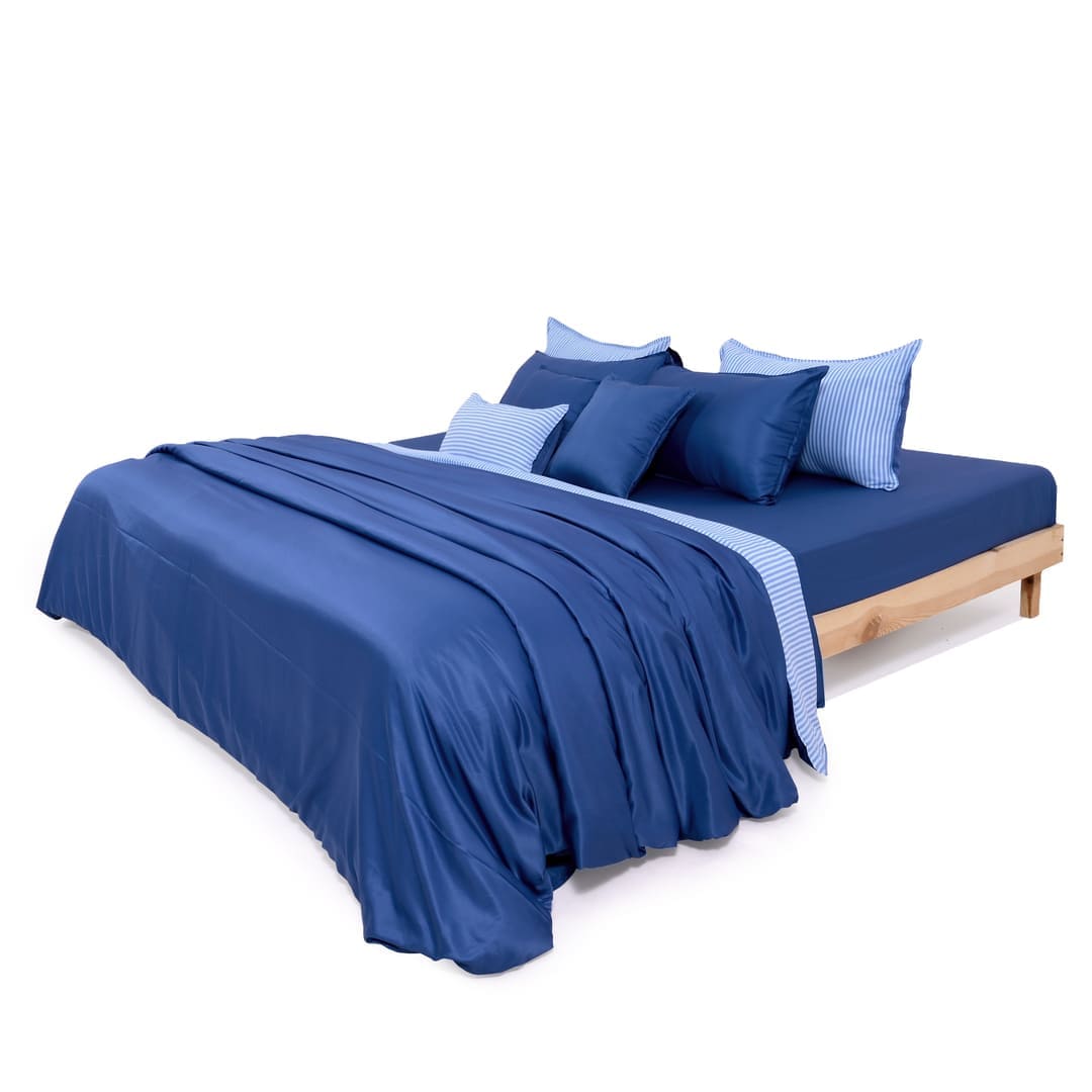 Zarf Linen Blend Bedding Set Of 9 - Sail