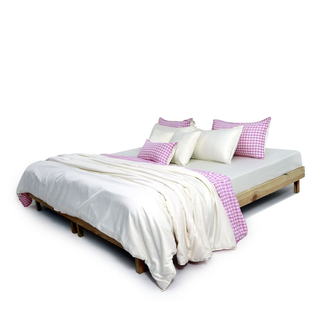 Linen Blend AC Comforter With 2 Pillow Cases and 1 Breakfast Pillow - Poppy