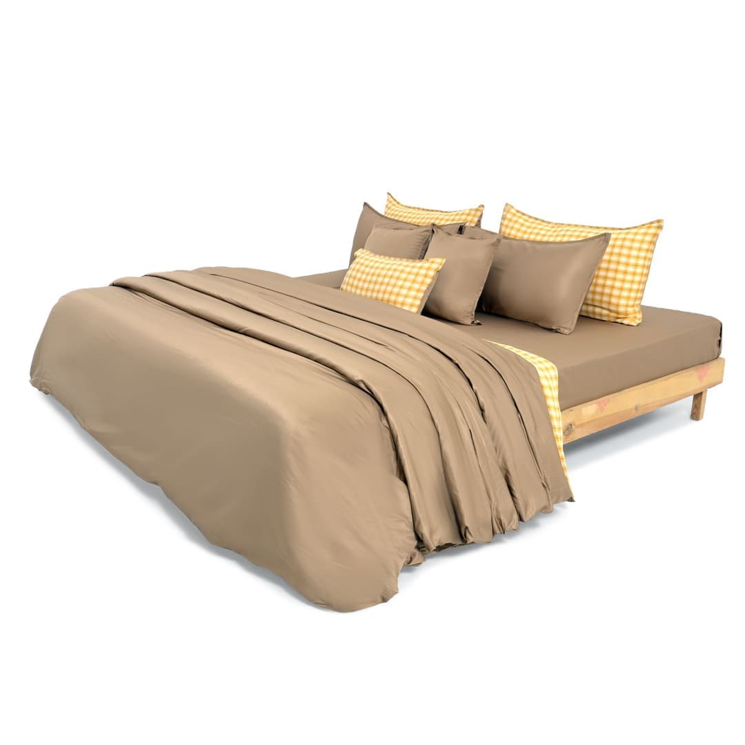 Linen Blend AC Comforter With 2 Pillow Cases and 1 Breakfast Pillow - Maple