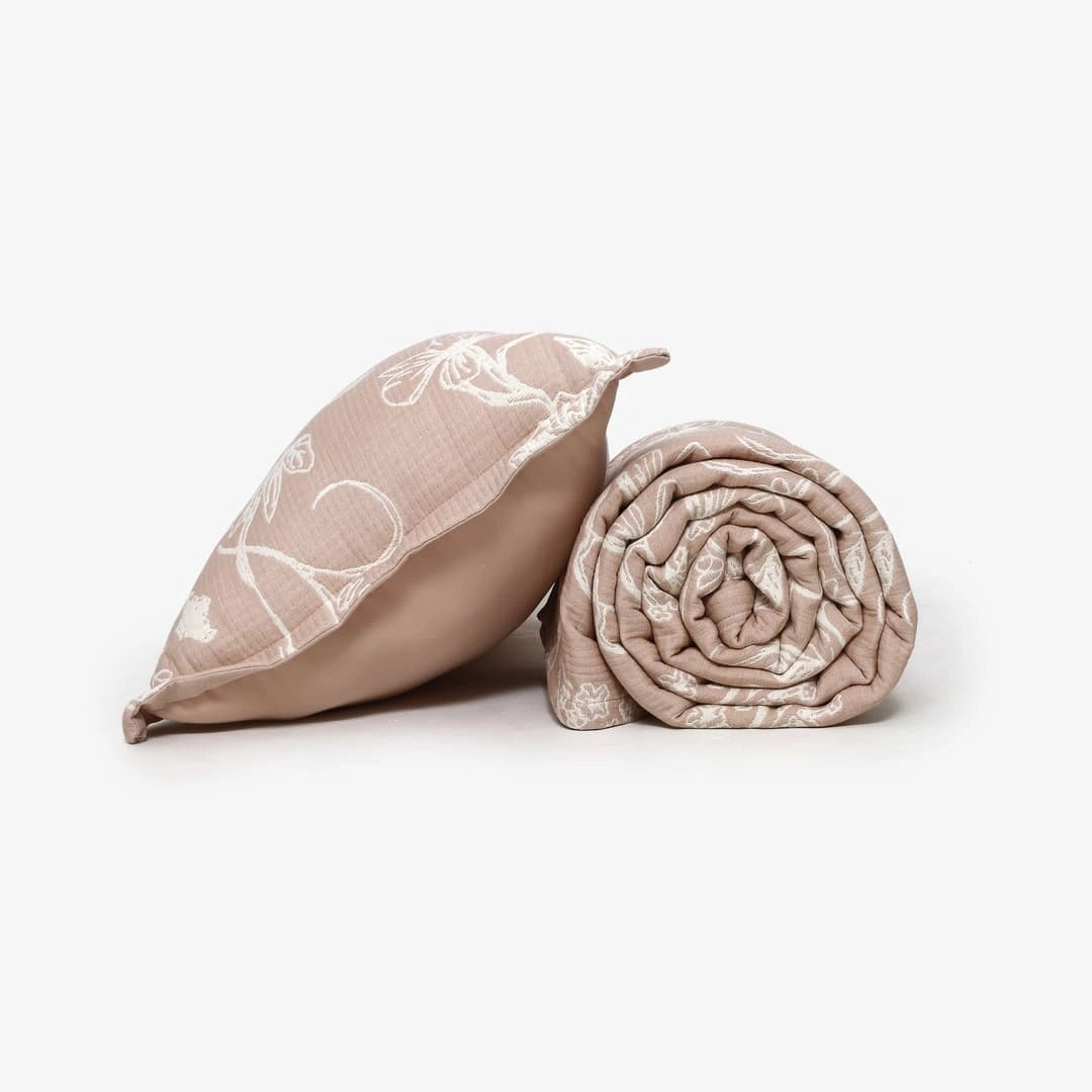 Zarf King Size Pure Cotton Cottage Blanket with 2 Pillowcases - Candyfloss