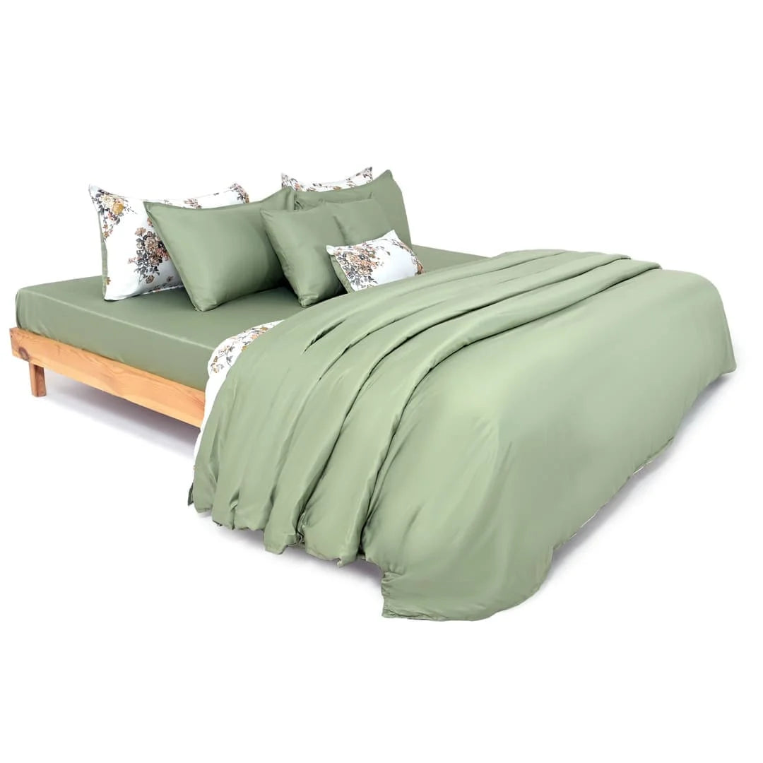 Linen Blend AC Comforter With 2 Pillow Cases and 1 Breakfast Pillow - Ember