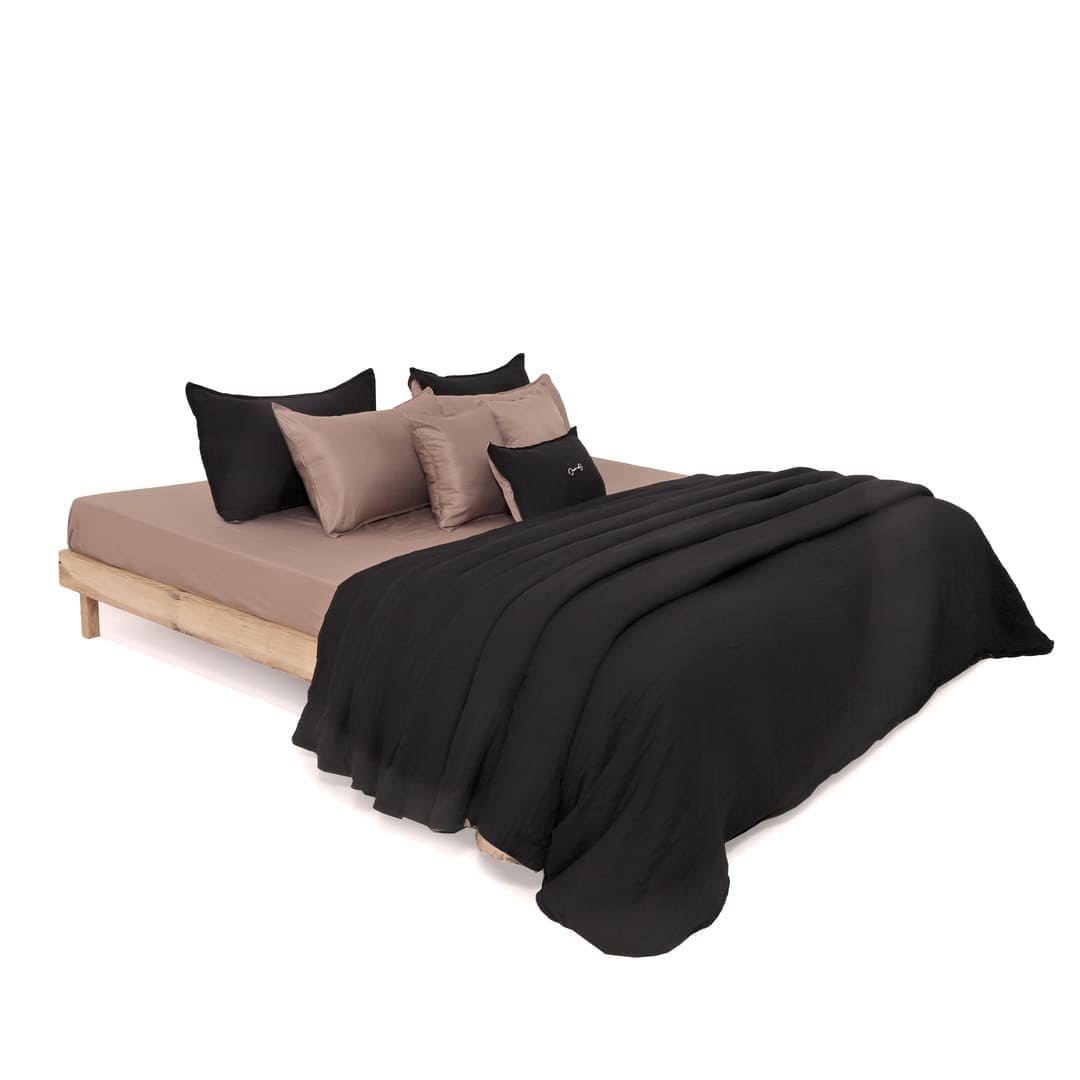 Linen Blend AC Comforter With 2 Pillow Cases and 1 Breakfast Pillow - Cosmos
