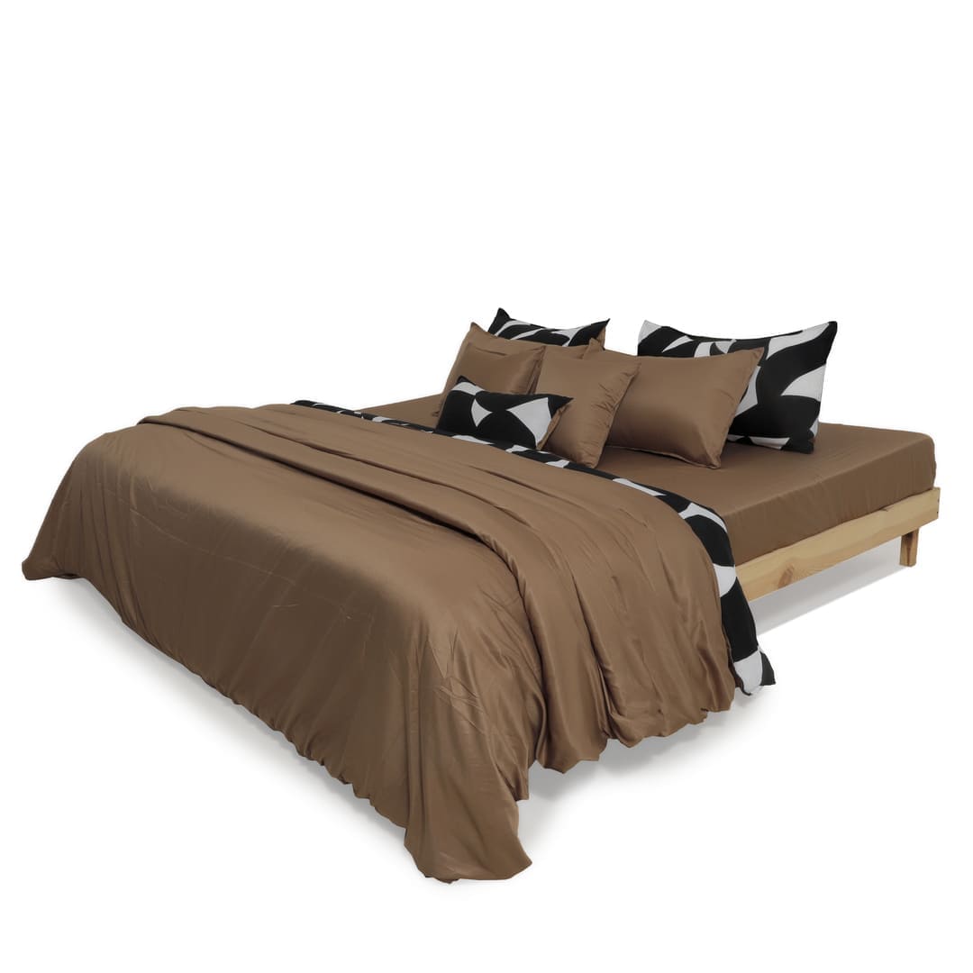 Linen Blend AC Comforter With 2 Pillow Cases and 1 Breakfast Pillow - Axis