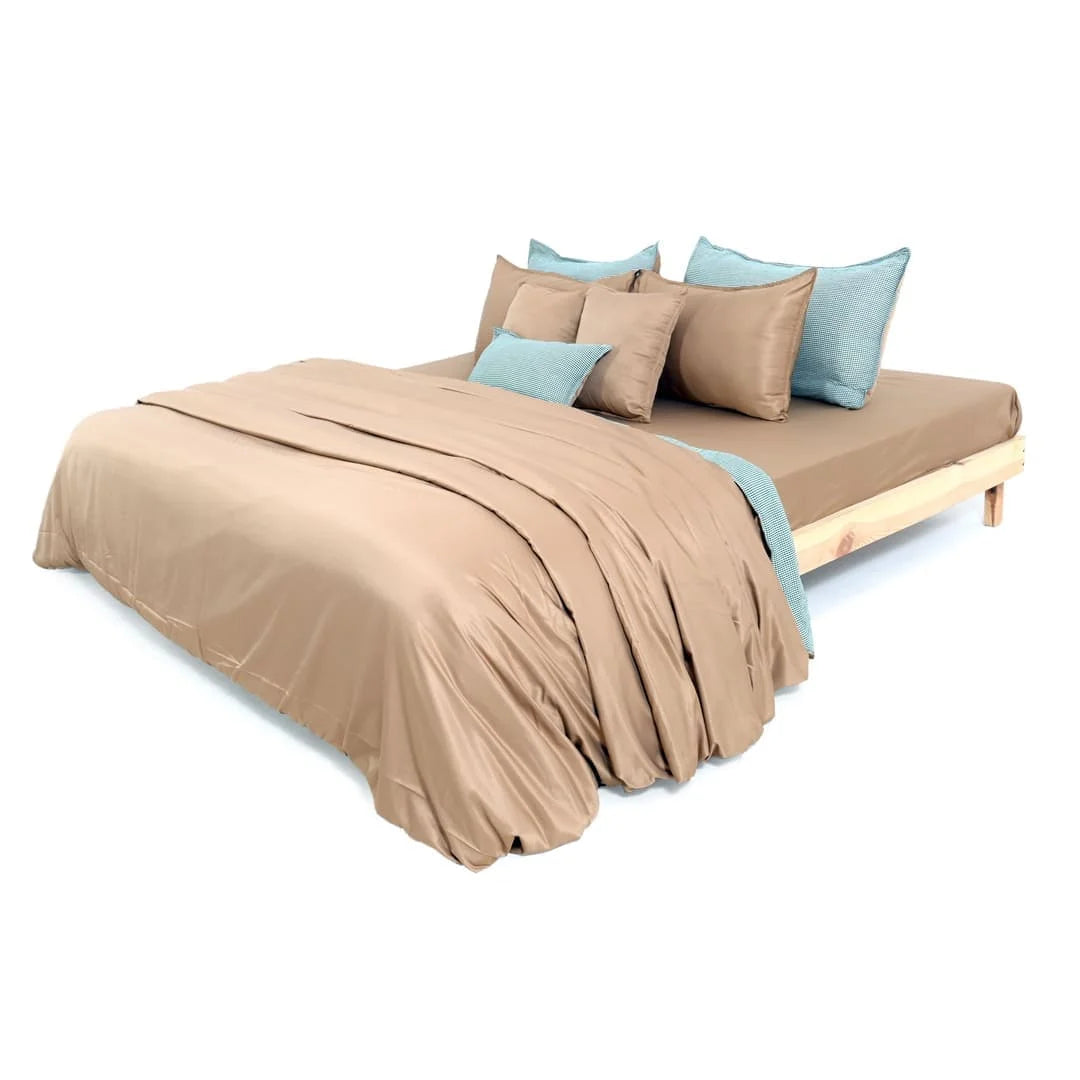 Linen Blend AC Comforter With 2 Pillow Cases and 1 Breakfast Pillow - Brume