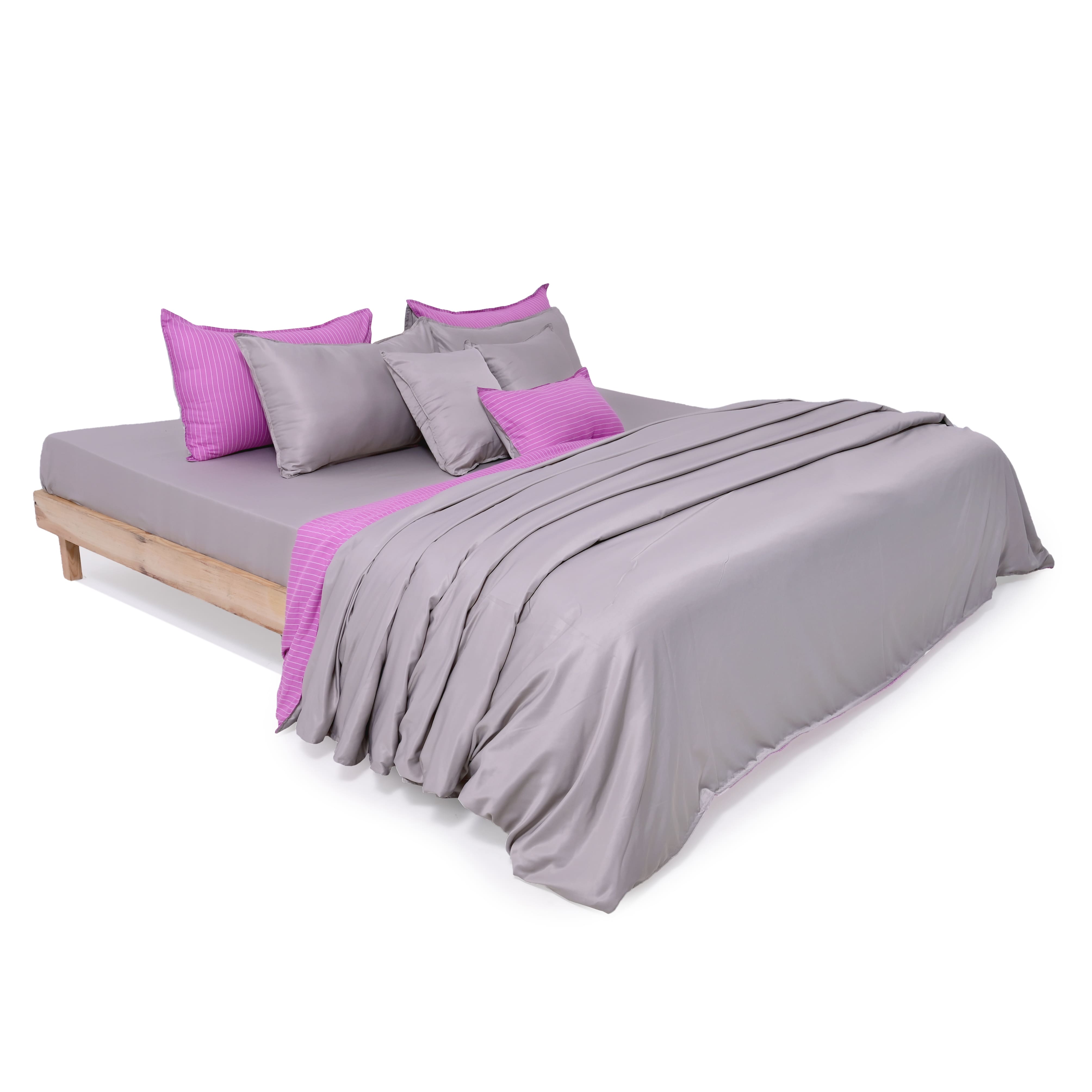 Linen Blend AC Comforter With 2 Pillow Cases and 1 Breakfast Pillow - Noor
