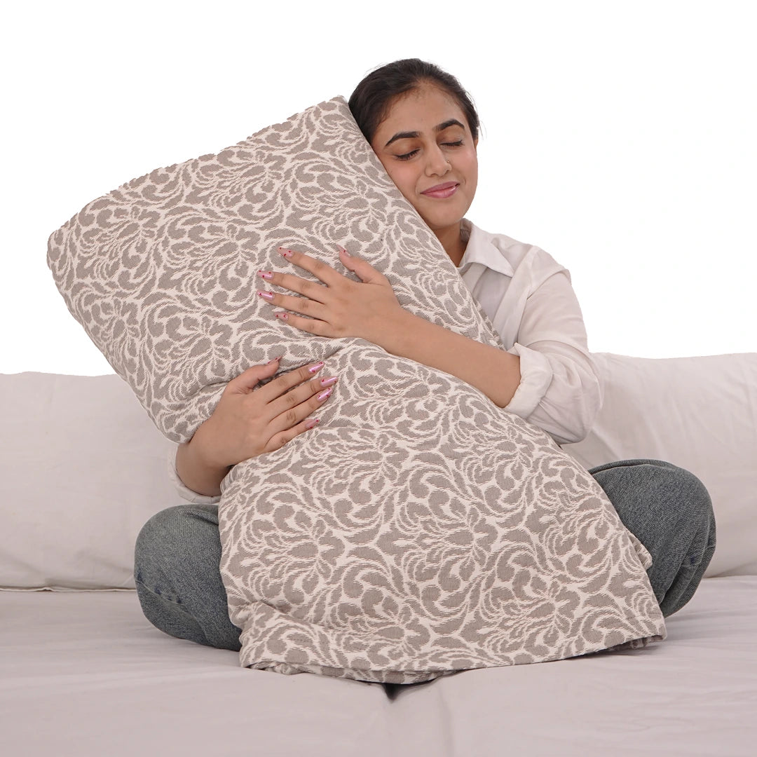 Zarf King Size Pure Cotton Cottage Blanket with 2 Pillowcases - Oatshade
