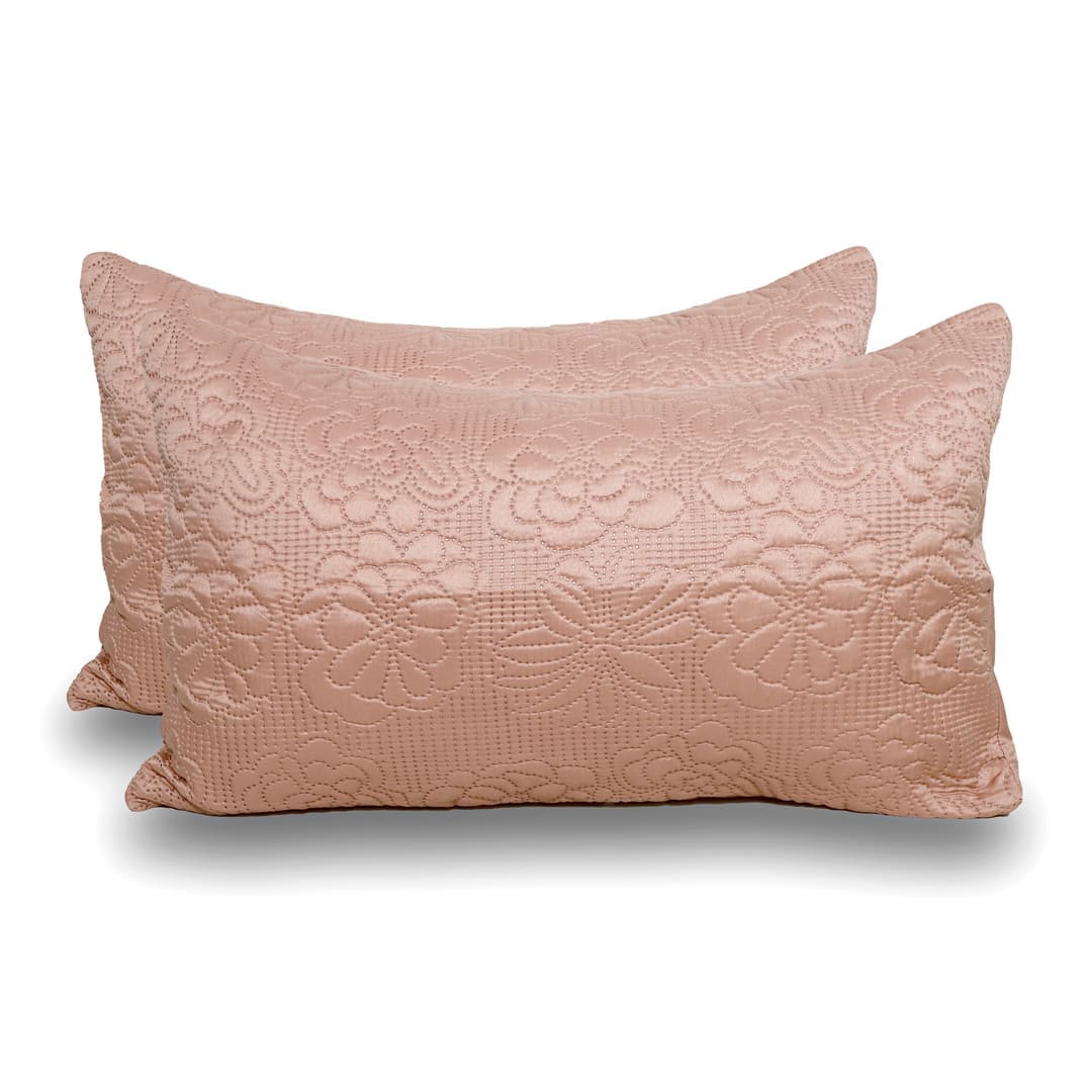 Zarf California King Size AC Comforter With 2 Pillow Cases & 2 Cushion Covers - Blush