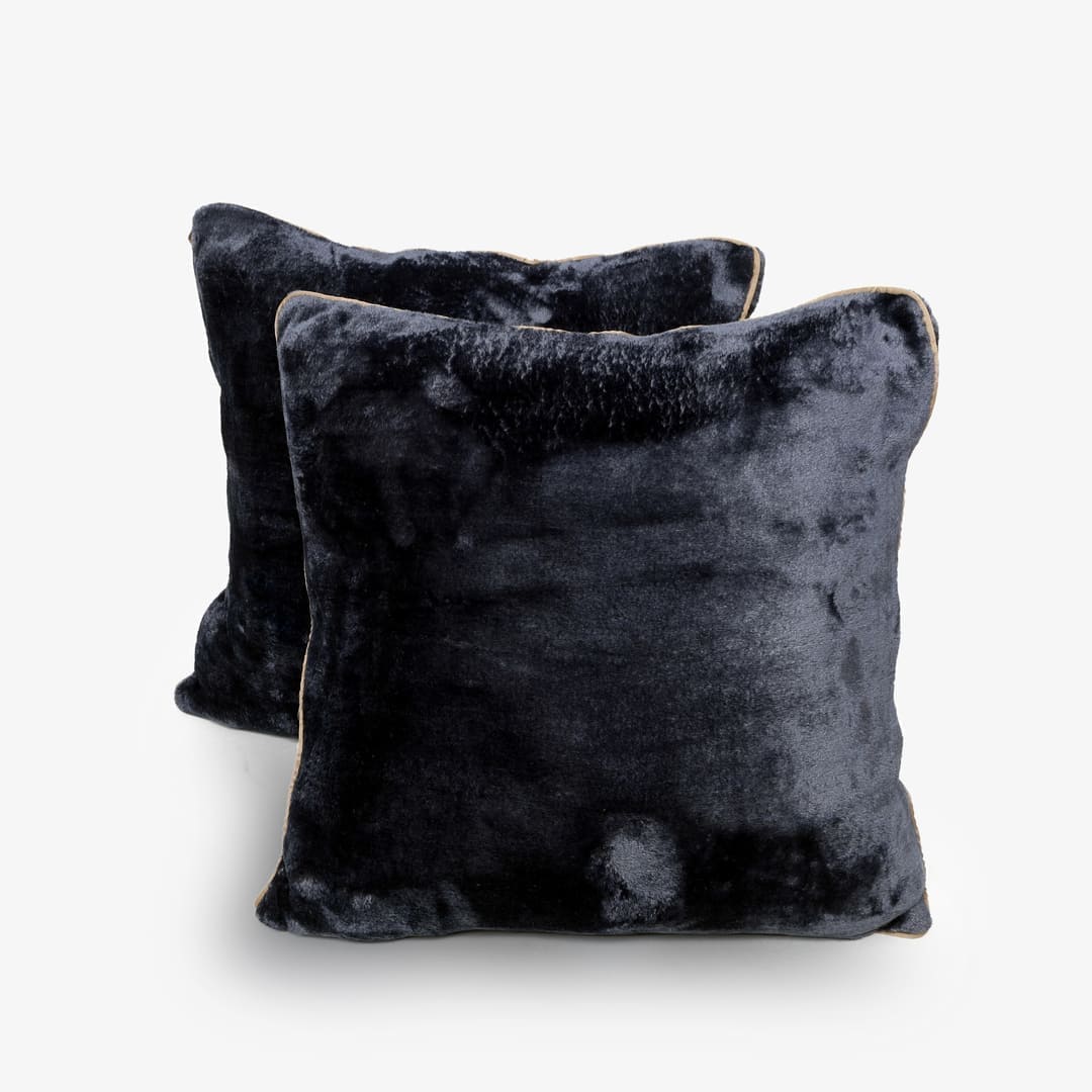 AC Blanket Cushion Covers-Set of 2 - Charcoal Grey