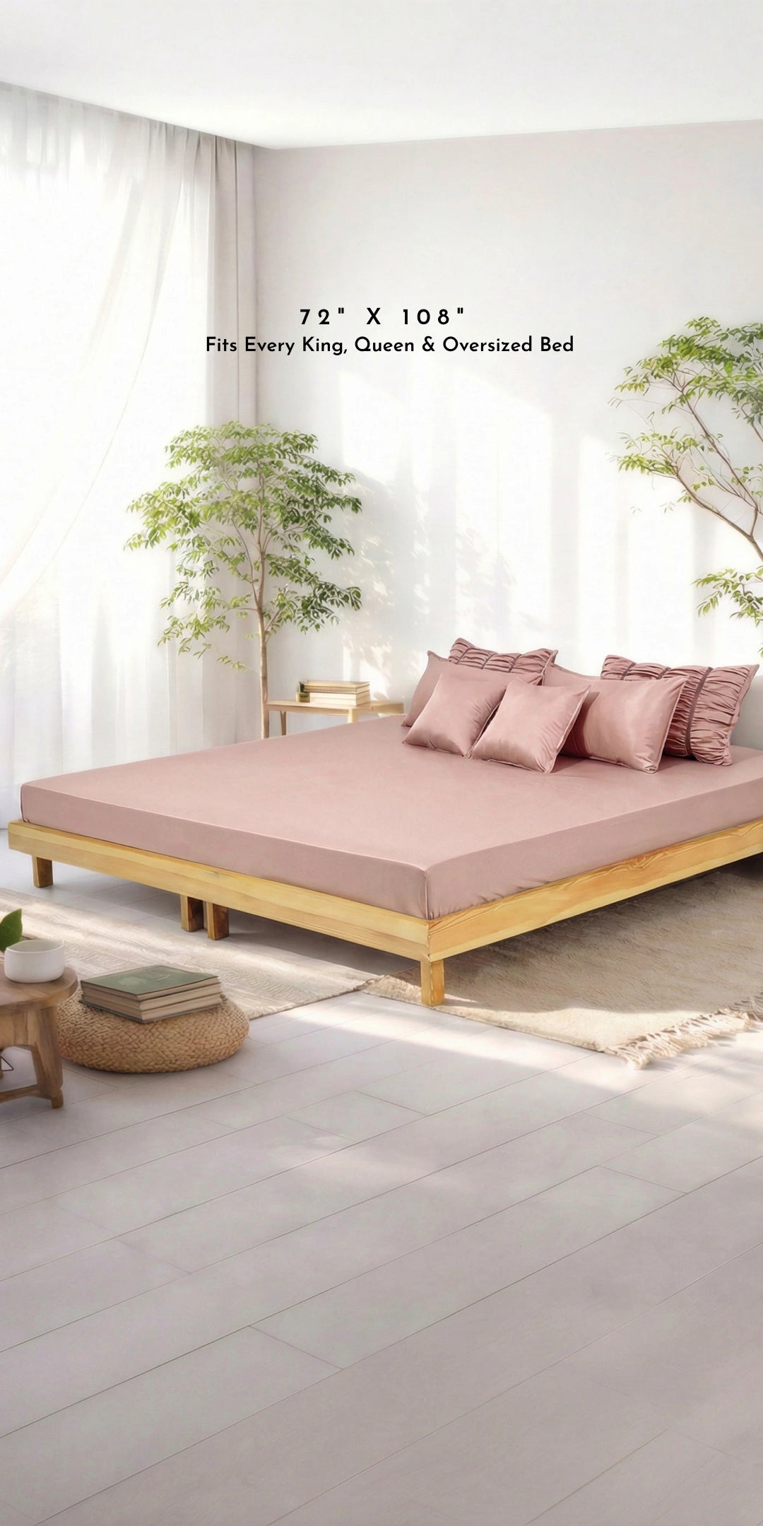 ZARF Italian Staple Weave Comforter For Single Size Bed With 2 Designer Pillow Cases, 2 Solid Pillowcases & 2 Cushion Covers - Dahlia