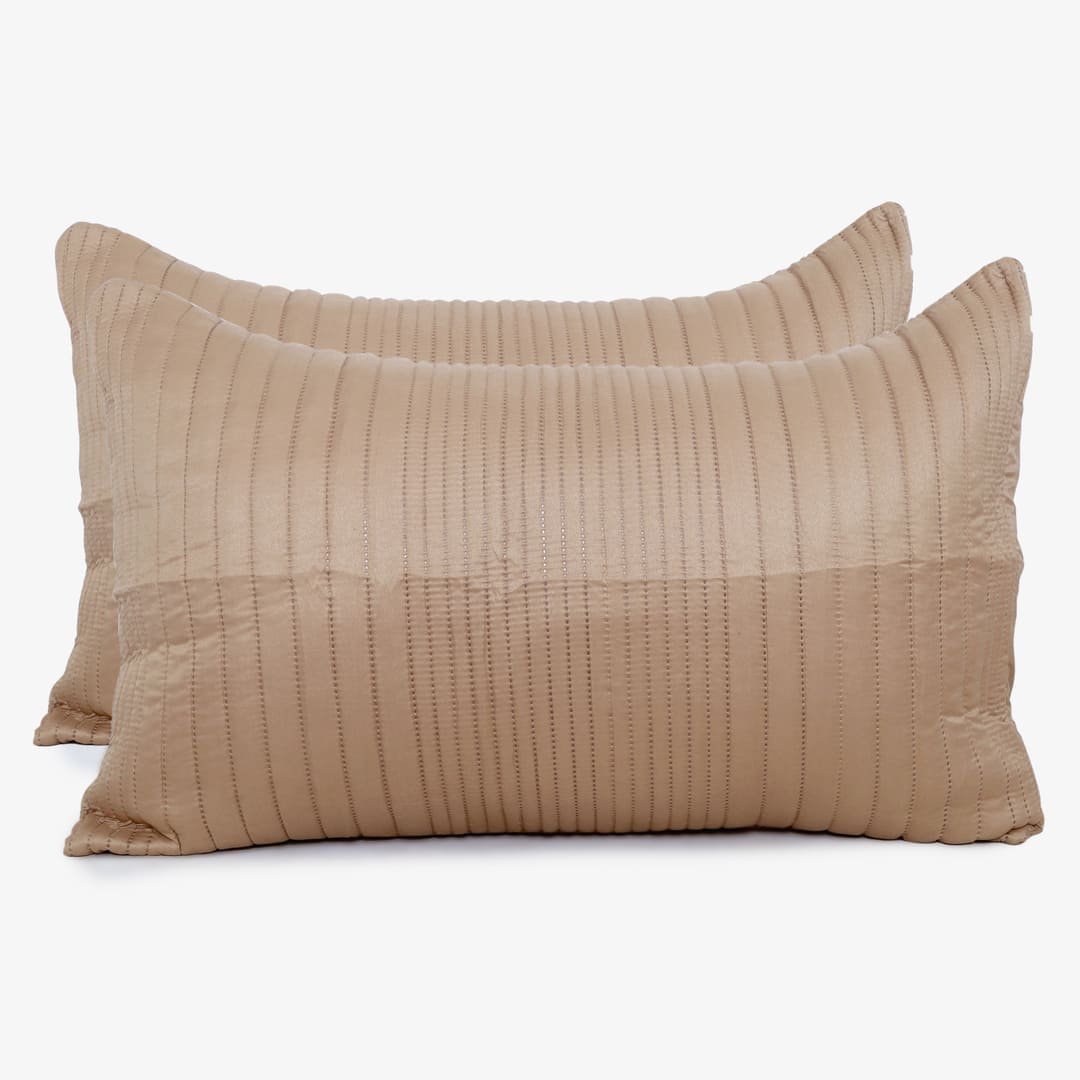Zarf California King Size AC Comforters With 2 Pillow Cases & 2 Cushion Covers - Tan