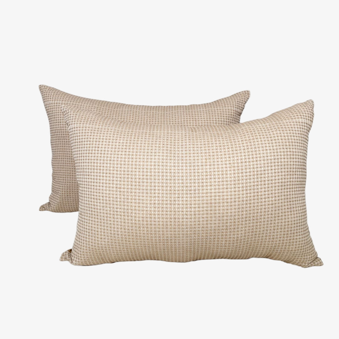 ZARF Italian Staple Weave Comforter With 2 Designer Pillow Cases 1 Breakfast Cushion Cover -Clay
