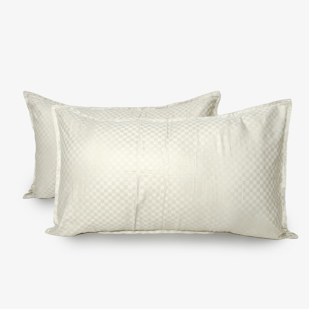 Zeries Egyptian Cotton Jacquard Bedsheets With 2 Pillow Cases & 2 Cushion Covers - Bisque