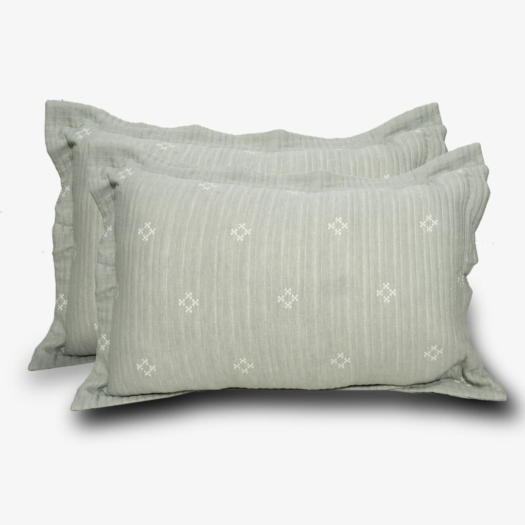 Zarf California King Size Plush Cotton AC Blanket With 2 Pillow Cases - Emerald Glory