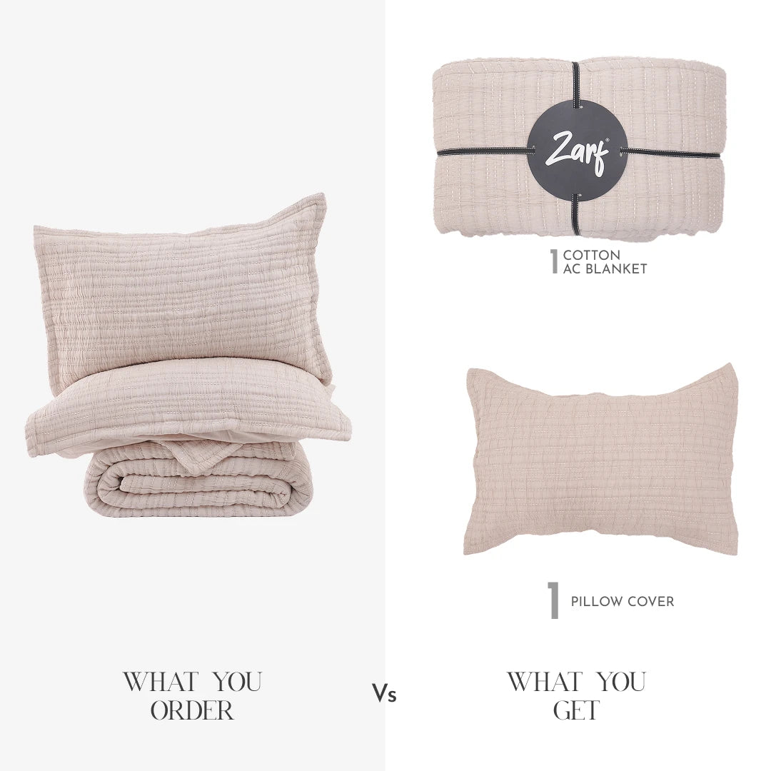 Zarf Baby Size Pure Cotton Cottage Blanket with 1 Pillow Case - Opal Rose