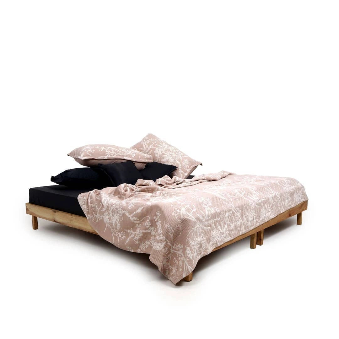 Zarf King Size Pure Cotton Cottage Blanket with 2 Pillowcases - Candyfloss