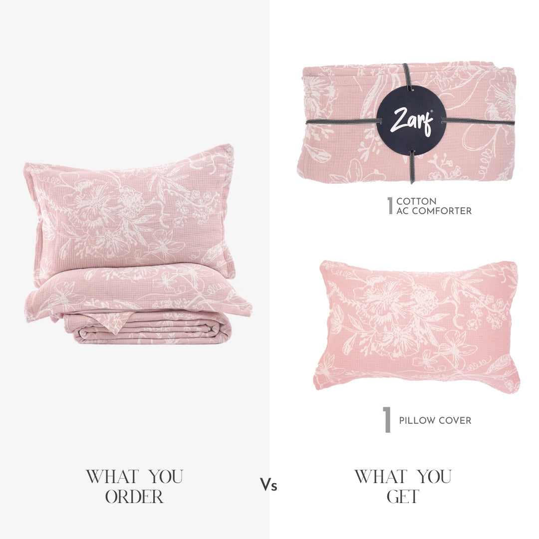 Zarf Baby Size Pure Cotton Cottage Comforter with 1 Pillow Case - Candyfloss