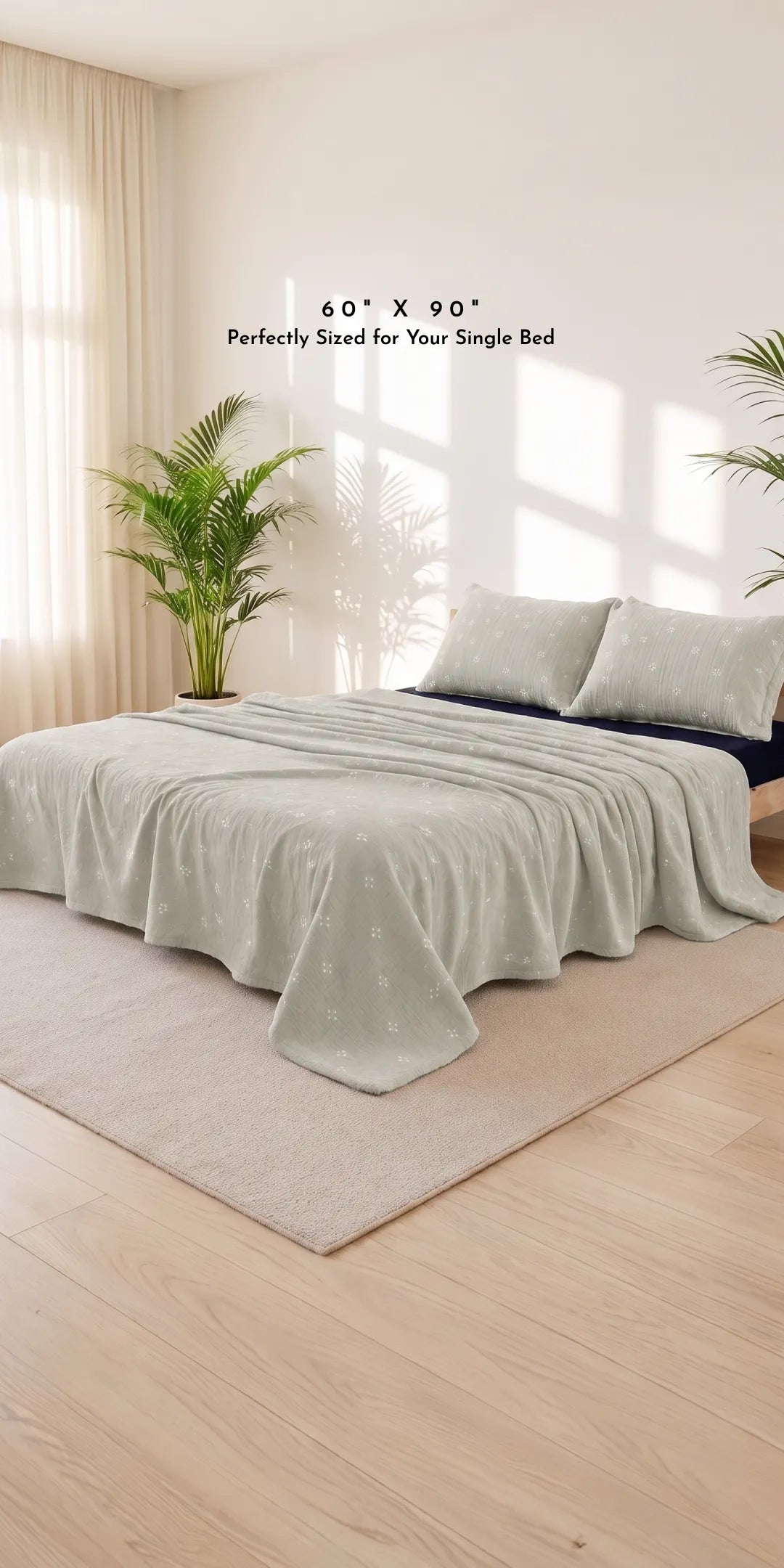 Zarf Plush Cotton AC Blanket For Single Size Bed With 2 Pillow Cases - Emerald Glory