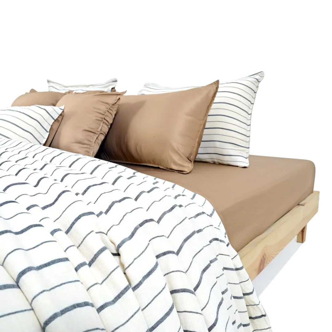 Zarf Linen Blend Bedding Set Of 9 For Single Size Bed - Arden