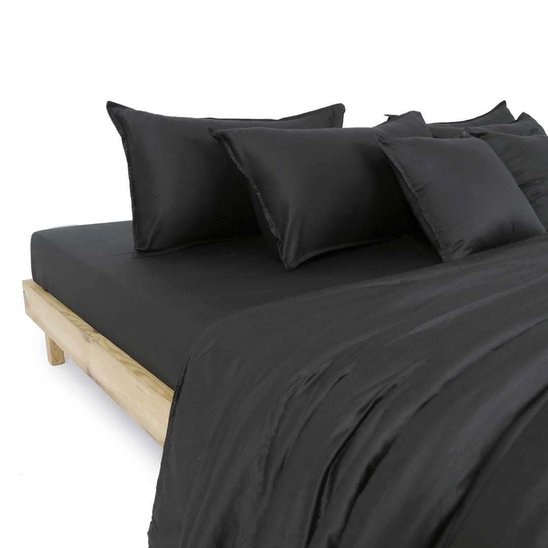 Zeries Egyptian Cotton Bedsheets With 2 Pillow Cases & 2 Cushion Covers - Raven