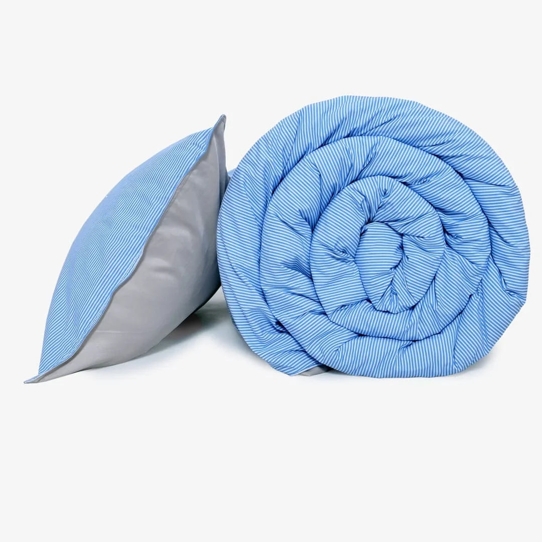 Linen Blend AC Comforter With 2 Pillow Cases and 1 Breakfast Pillow - Tranquil