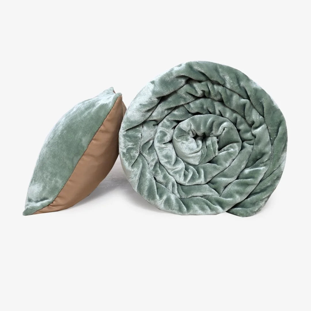 Zarf Premium AC Dohar With Two Pillow Covers & One Breakfast Cushion Cover - Greenstone