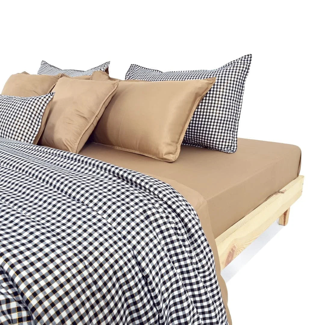 Zarf Linen Blend Bedding Set Of 9 For Single Size Bed - Carré
