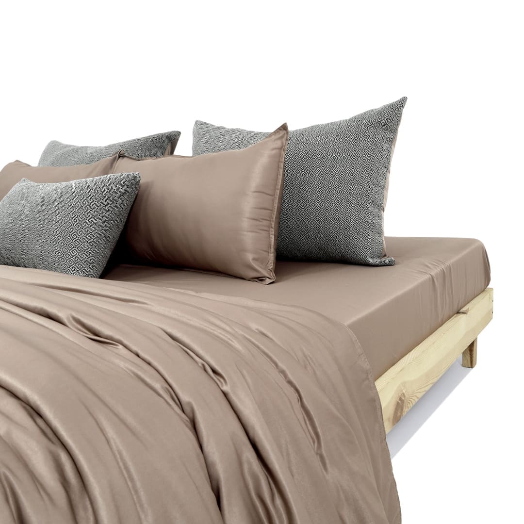 ZARF Italian Staple Weave Comforter With 2 Designer Pillow Cases 1 Breakfast Cushion Cover - Dustwood