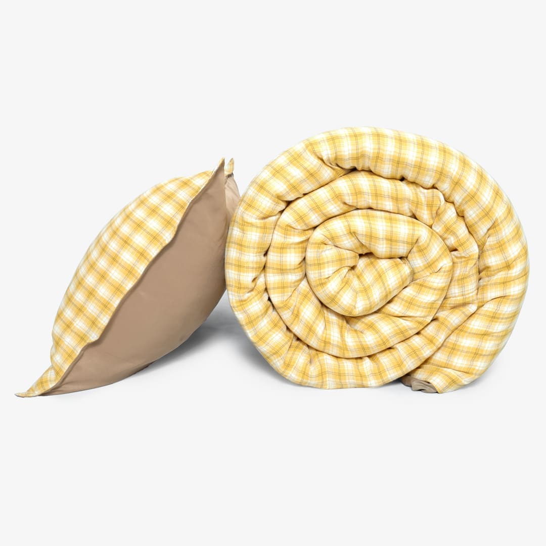 Linen Blend AC Comforter With 2 Pillow Cases and 1 Breakfast Pillow - Maple