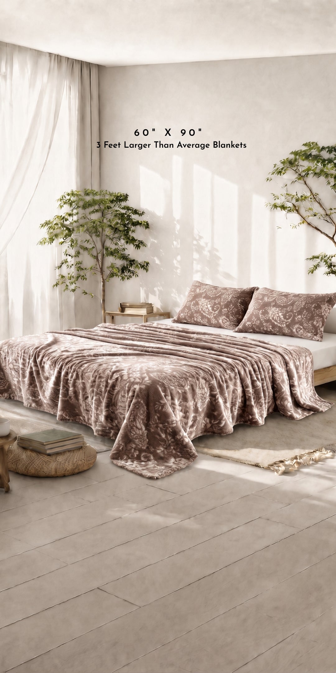 Zarf Ultra Soft All-Season Premium  Printed AC Blanket For Single Size Bed With 2 Pillow Covers - Floral